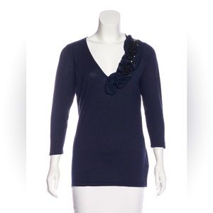 Cashmere/silk 3/4 sleeve sweater.